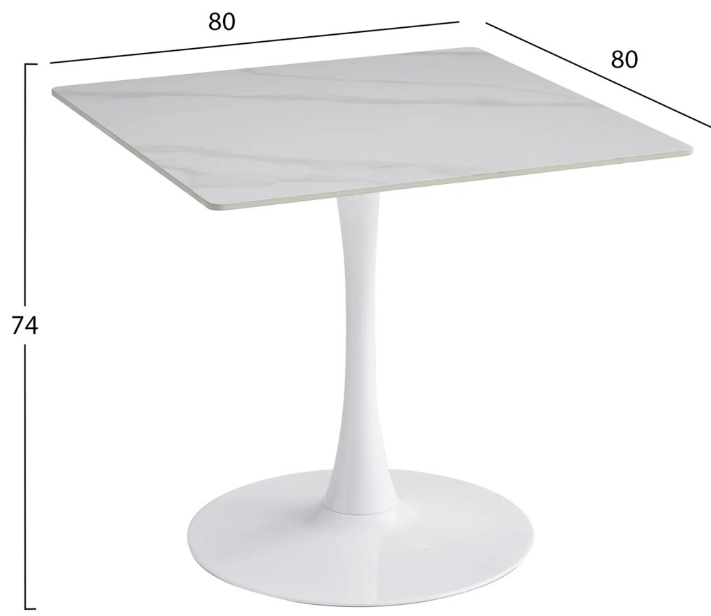 ΤΡΑΠΕΖΙ ΤΡΑΠΕΖΑΡΙΑΣ TETRAN HM18315.01 ΒΑΣΗ ΛΕΥΚΗ--SINTERED STONE SNOW WHITE 80x80x73Υεκ