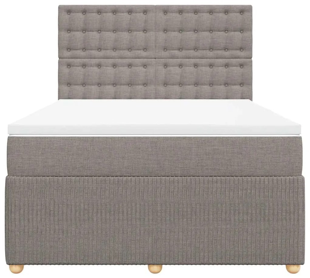 vidaXL Κρεβάτι Boxspring με Στρώμα Taupe 140x190 εκ. Υφασμάτινο