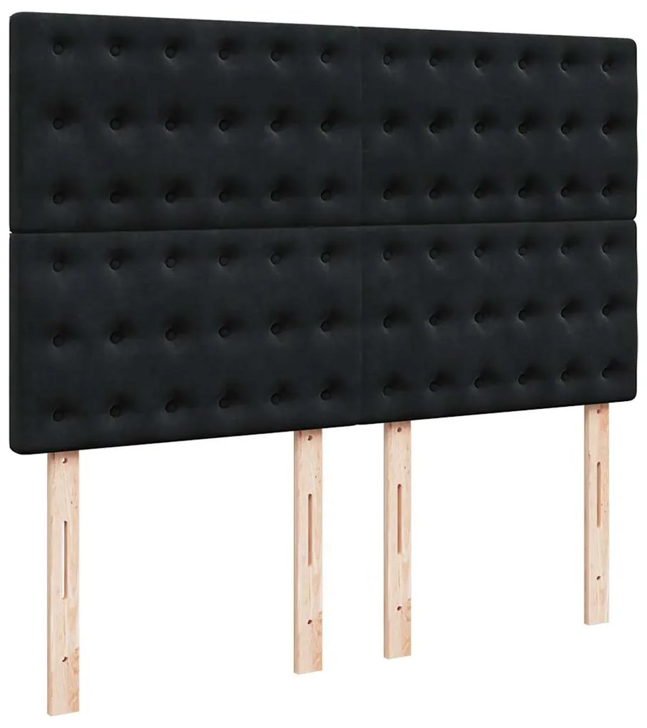vidaXL Κρεβάτι Boxspring με Στρώμα Μαύρο 140x200 εκ. Βελούδινο