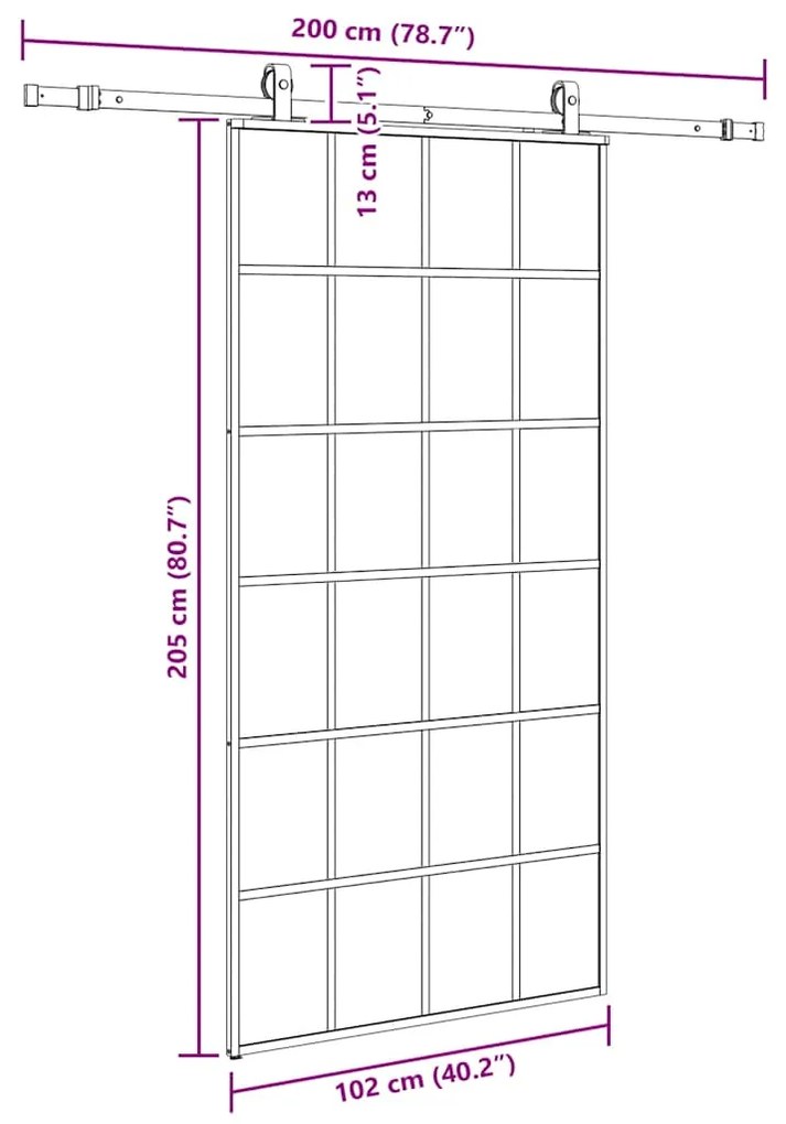 ΣΥΡΟΜΕΝΗ ΠΟΡΤΑ ΜΕ ΣΕΤ ΥΛΙΚΟΥ ΜΑΥΡΟ 102X205 CM ESG ΓΥΑΛΙ 3375855