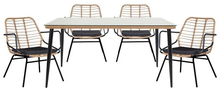 Τραπεζαρία Κήπου Naoki A 200-000753 (Σετ 5Τμχ) Natural-Black Five Seater