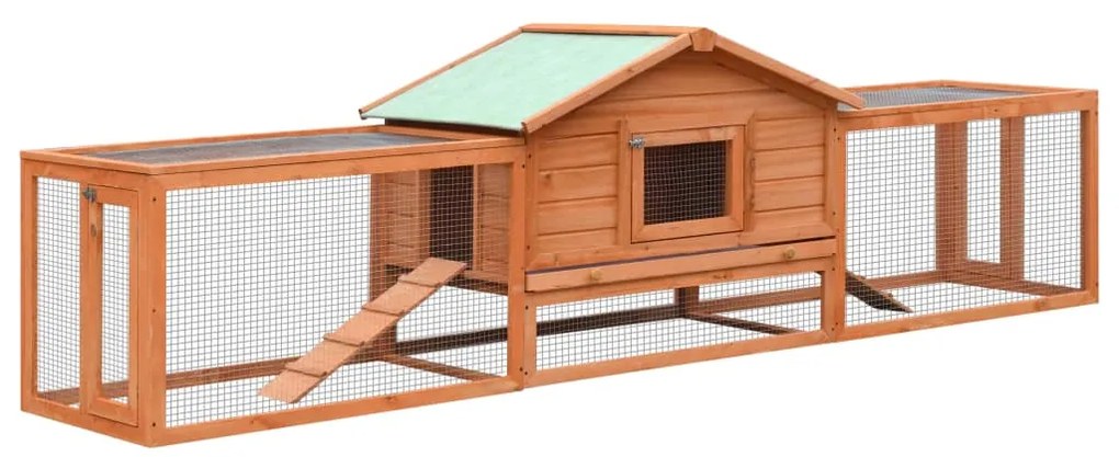 vidaXL Κλουβί Κουνελιών 310x70x87 εκ. από Μασίφ Ξύλο Πεύκου/Ελάτης