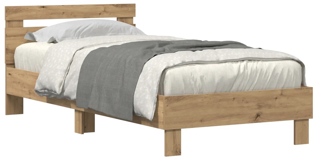 vidaXL Κρεβάτι με LED Φώτα Artisan Oak 100x200 εκ