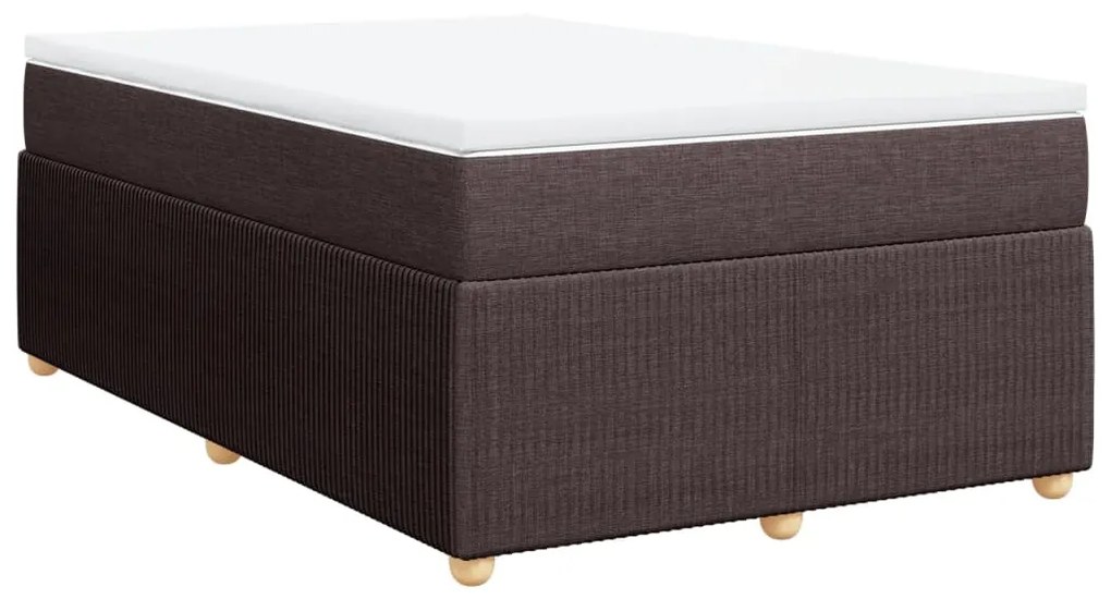 vidaXL Κρεβάτι Boxspring με Στρώμα Σκούρο Καφέ 120x200 εκ. Υφασμάτινο