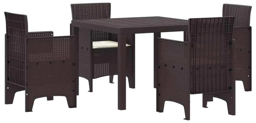 Σέτ φαγητού για κήπο 5 pcs Καφέ Rattan Polt