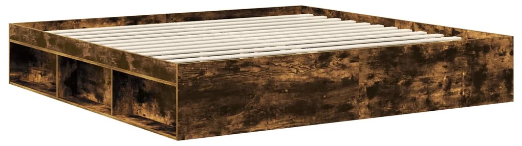 vidaXL Σκελετός Κρεβατιού με κεφαλάρι Καπνιστό Δρύς 200 x 200 cm