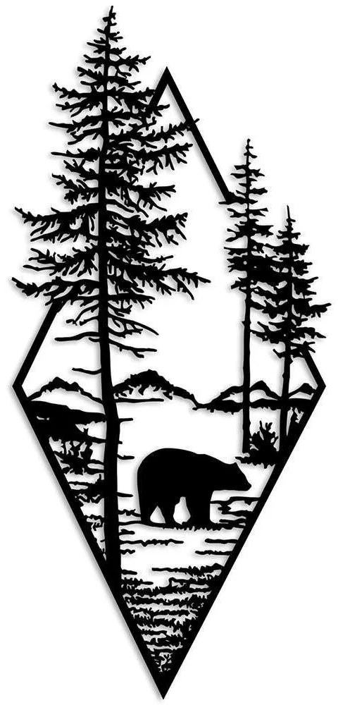 Διακοσμητικό Τοίχου Bear 891TNL3674 39x85cm Black Wallity Μέταλλο