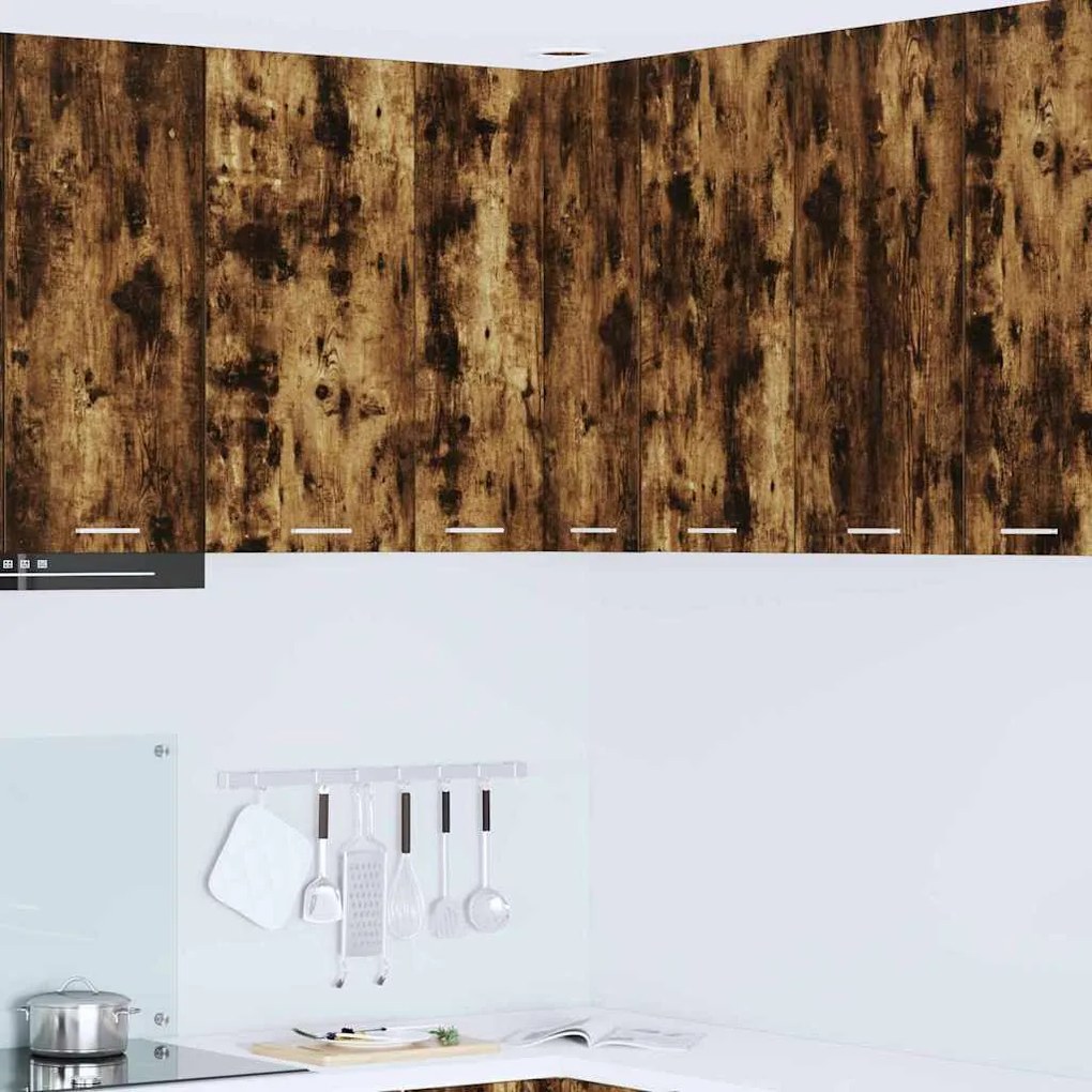 vidaXL Κρεμαστό ντουλάπι με αποθήκευση Riga Καπνιστός Δρυς και Λευκό