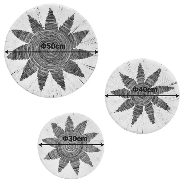 Διακοσμητικό τοίχου Circy Inart σετ 3 τεμ ψάθα σε λευκή-μπεζ απόχρωση