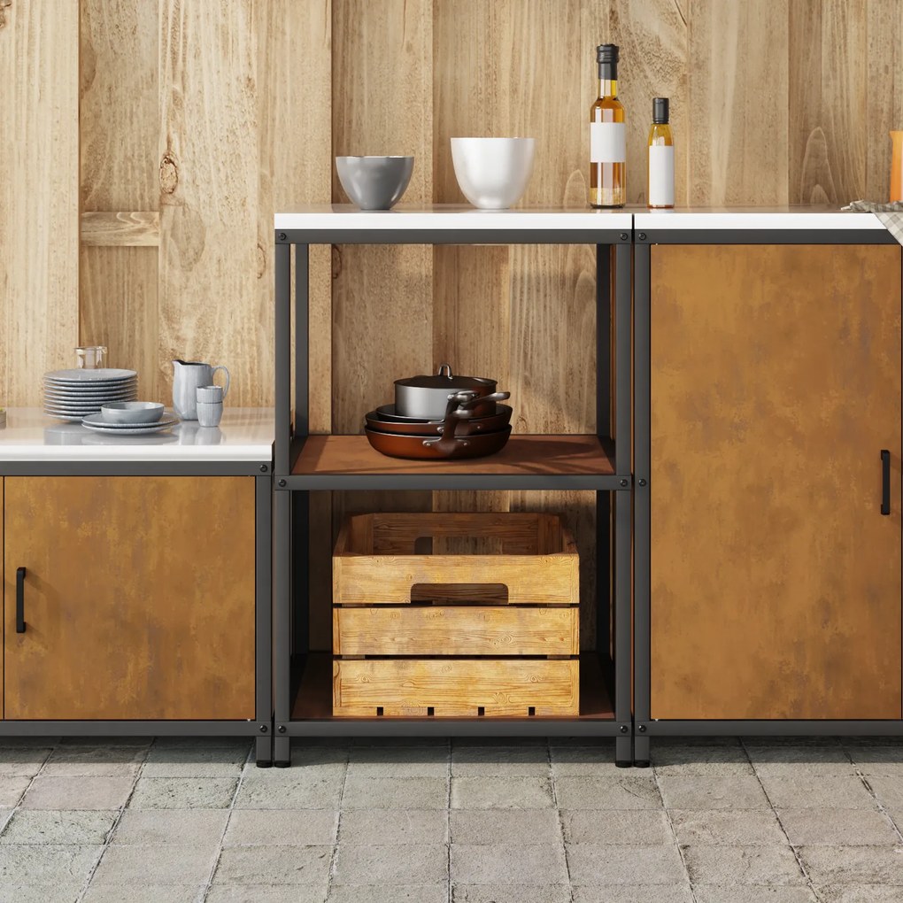 vidaXL Ράφι Αποθήκευσης Κουζίνας με ράφι Σκ rusty 60 x 50 x 92 εκ.