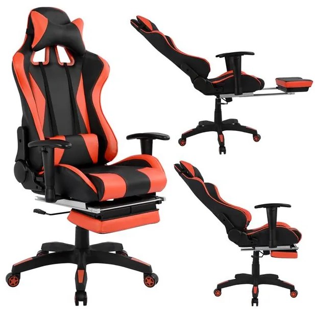 ΚΑΡΕΚΛΑ ΓΡΑΦΕΙΟΥ GAMING HM1063.01 SPEED ΜΑΥΡΟ ΚΟΚΚΙΝΟ & ΥΠΟΠΟΔΙΟ 68 x 71,5 x 134 cm