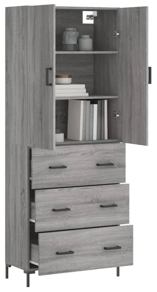 vidaXL Ντουλάπι Γκρι Sonoma 69,5 x 34 x 180 εκ. Επεξεργασμένο Ξύλο