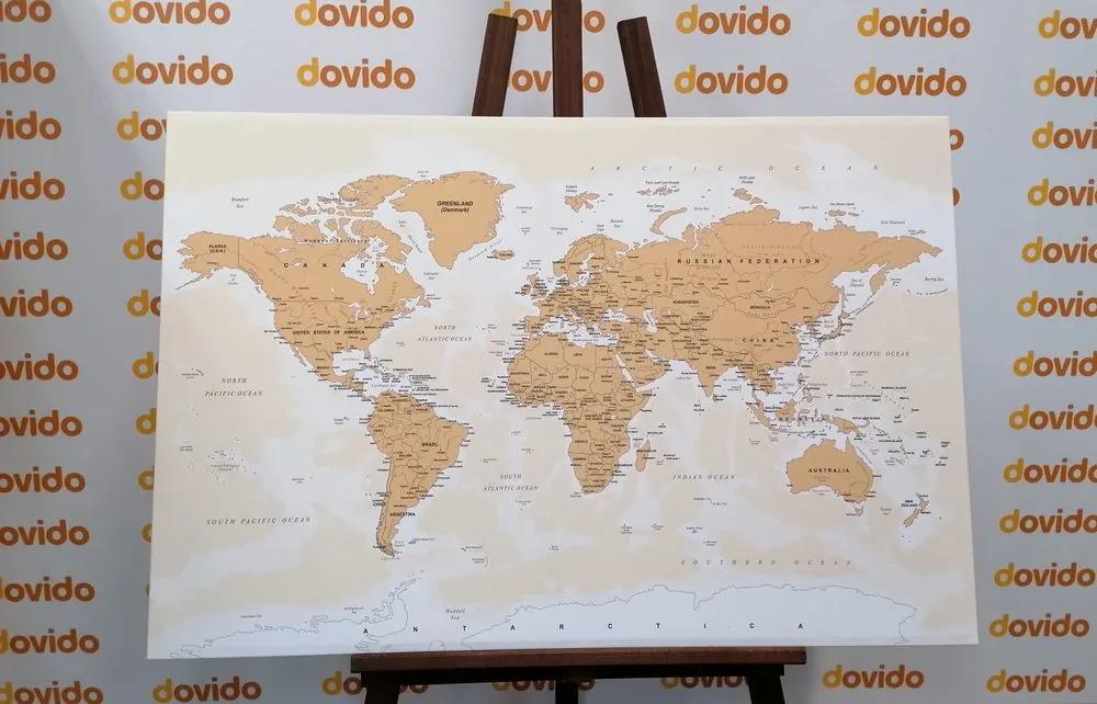 Εικόνα στον παγκόσμιο χάρτη φελλού με vintage πινελιά - 90x60  color mix