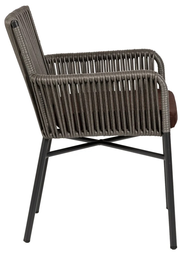 Πολυθρόνα Κήπου BLUENILE Μαύρο/Γκρι Αλουμίνιο/Rattan 56x60x89cm - 14840015 - 14840015