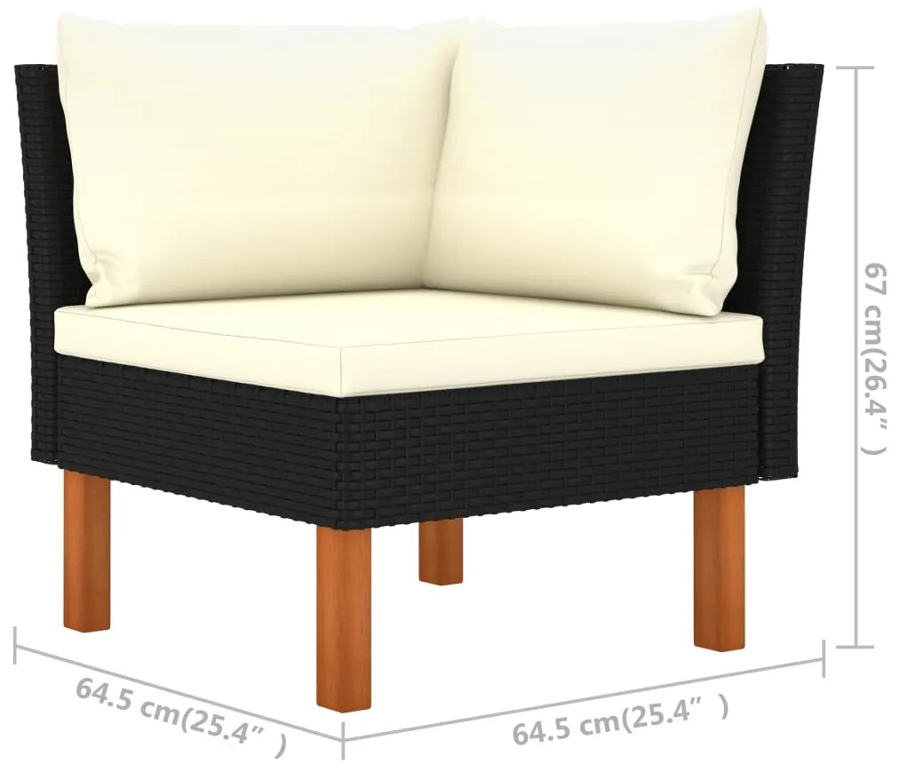 vidaXL Σαλόνι Κήπου Σετ 8 τεμ. Μαύρο Συνθετικό Ρατάν Ξύλο Ευκαλύπτου