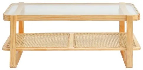 VEVOR Rattan Coffee Table Rectangle Rattan Coffee Table 2-Tier for Living Room