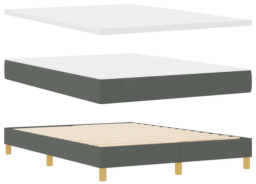 vidaXL Κρεβάτι box spring με στρώμα Σκούρο γκρι 140 x 190 cm ύφασμα