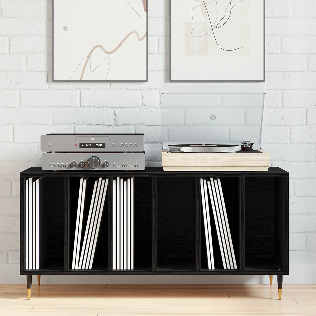 vidaXL Ντουλάπα Δίσκων Μαύρο Δρυς 100x38x48 εκ Επεξεργασμένο Ξύλο