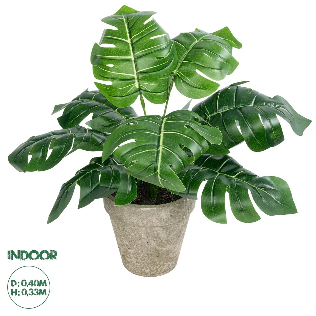 GloboStar® Artificial Garden MONSTERA POTTED PLANT 20895 Διακοσμητικό Φυτό Μονστέρα Φ40 x Υ33cm