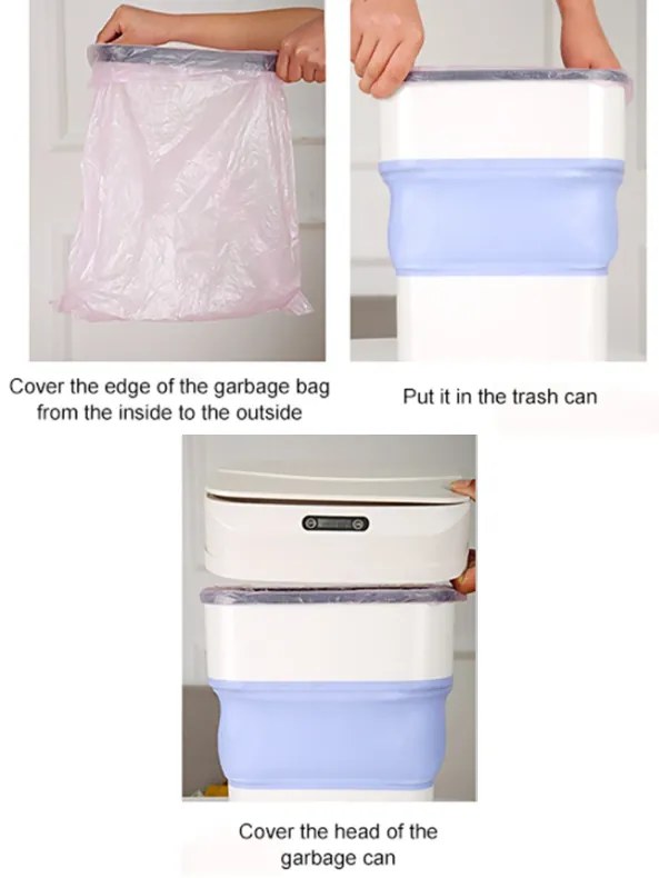 Μπλε πτυσσόμενος κάδος απορριμμάτων με έξυπνο αισθητήρα ZSW-L11 OEM