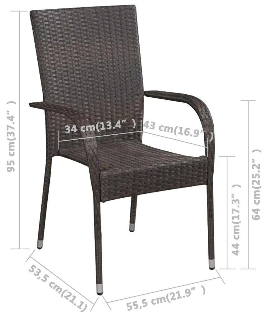 vidaXL Καρέκλες Κήπου Στοιβαζόμενες 4 τεμ. Καφέ από Συνθετικό Ρατάν