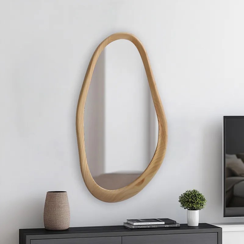 Καθρέπτης οβάλ Baloa pakoworld mdf σε φυσική απόχρωση 44x4x80εκ (1 τεμάχια)