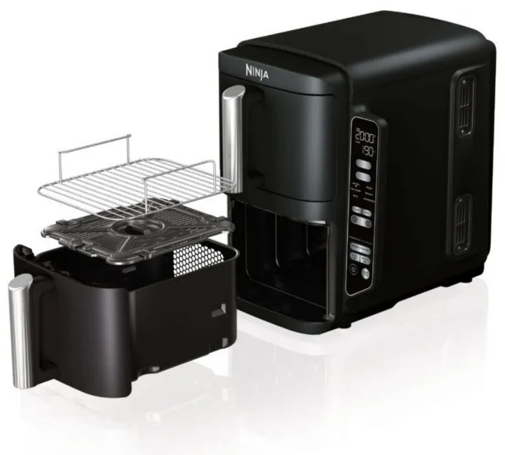 Φριτέζα θερμού αέρα Ninja SL300EU, 2470W, 7,6 l, 40-240C, 2 καλάθια, 6 προγράμματα, συγχρονισμένο μαγείρεμα, χρονοδιακόπτης, αυτόματη διακοπή, μαύρο χρώμα