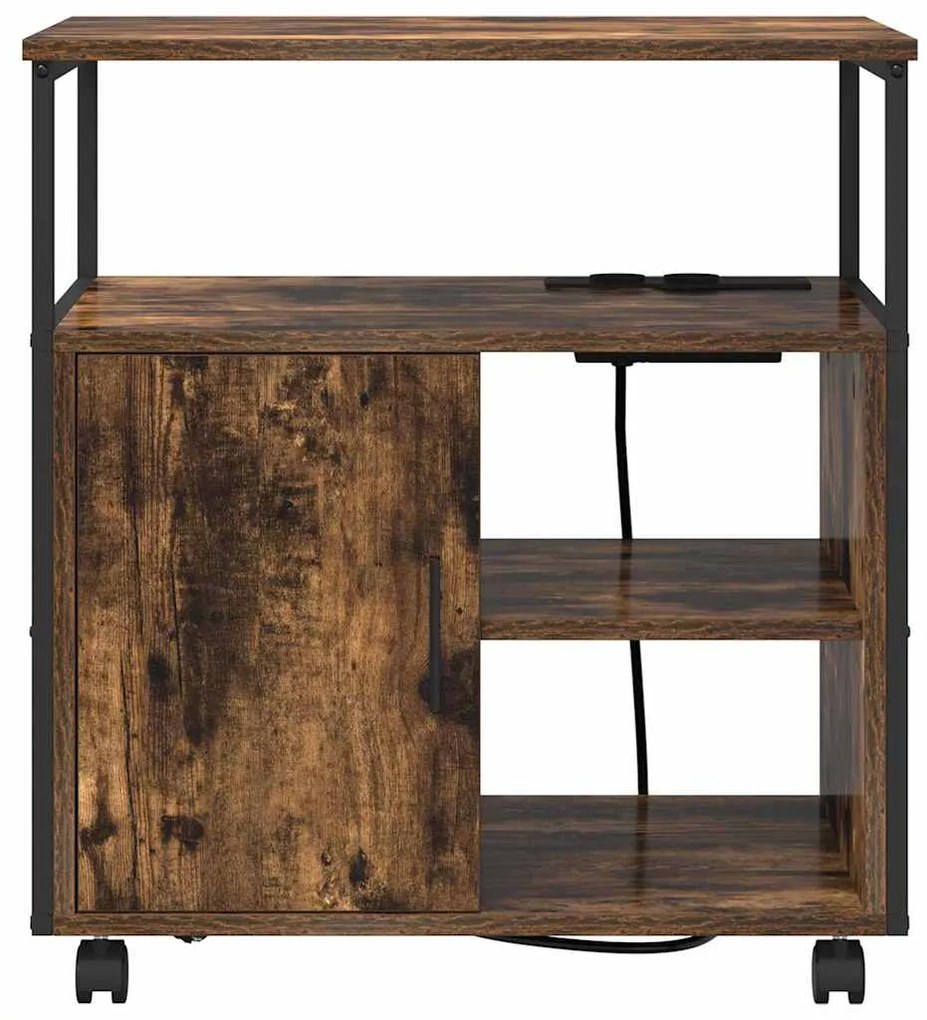 vidaXL Ντουλάπα με Σταθμό Φόρτισης Καπνιστό Δρύς 61 x 46 x 67 εκ.