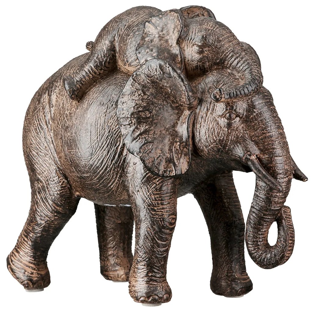 Figure Elephant Synthetic Resin Brown 2 Assorted 18X10X20Cm 18X10X20Cm