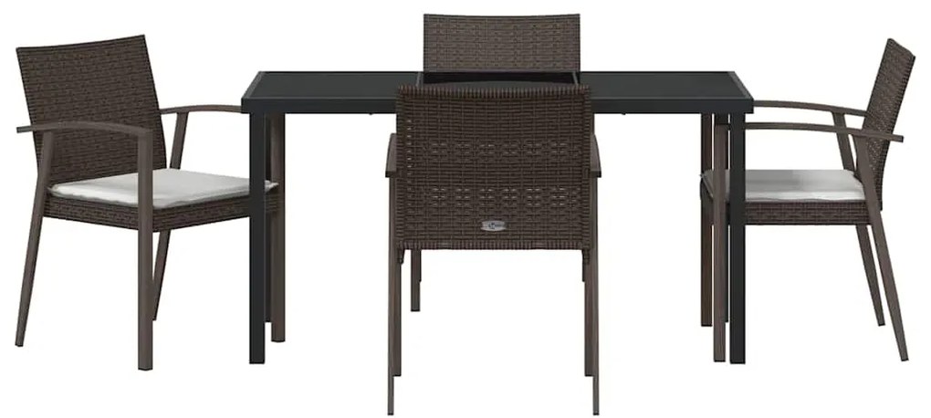 vidaXL Σέτ φαγητού για κήπο 5 pcs Καφέ και Μαύρο Ράτα PE