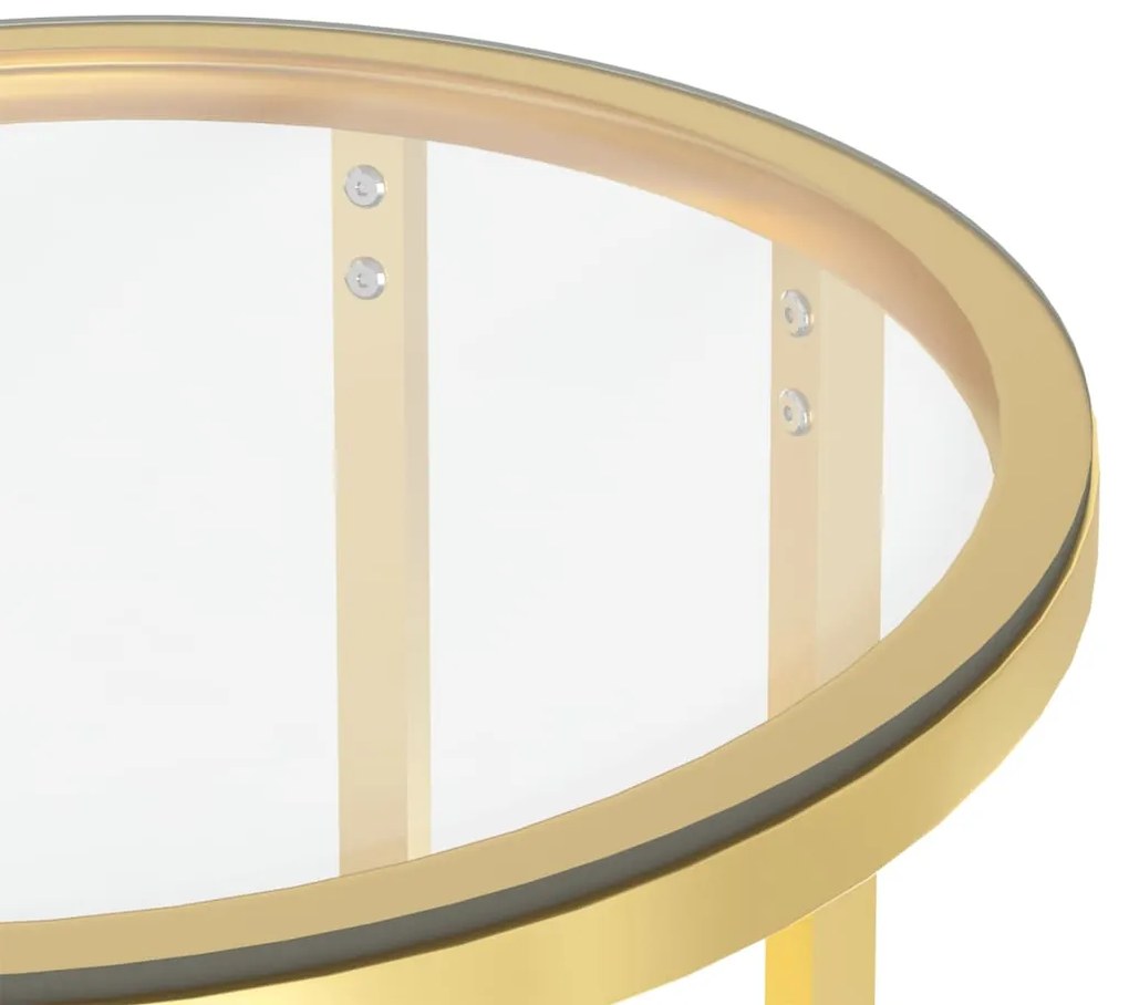 vidaXL Τραπέζι Βοηθητικό Χρυσό / Διαφανές 45 εκ. από Ψημένο Γυαλί