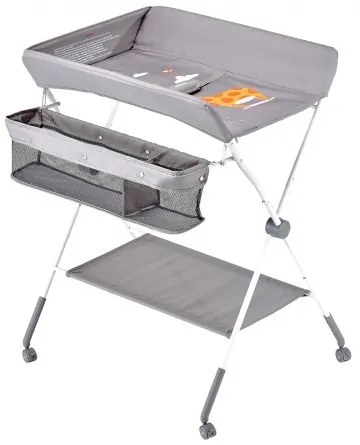 VEVOR Foldable Baby Changing Diaper Station with Side Basket &amp; Wheels Light Gray
