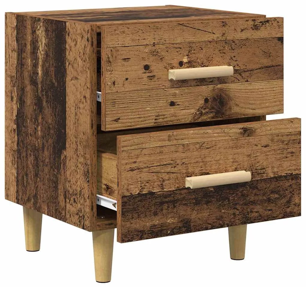 vidaXL Ντουλάπι κρεβατιού με συρτάρι 2 pcs Παλιό ξύλο 40 x 35 x 47.5cm