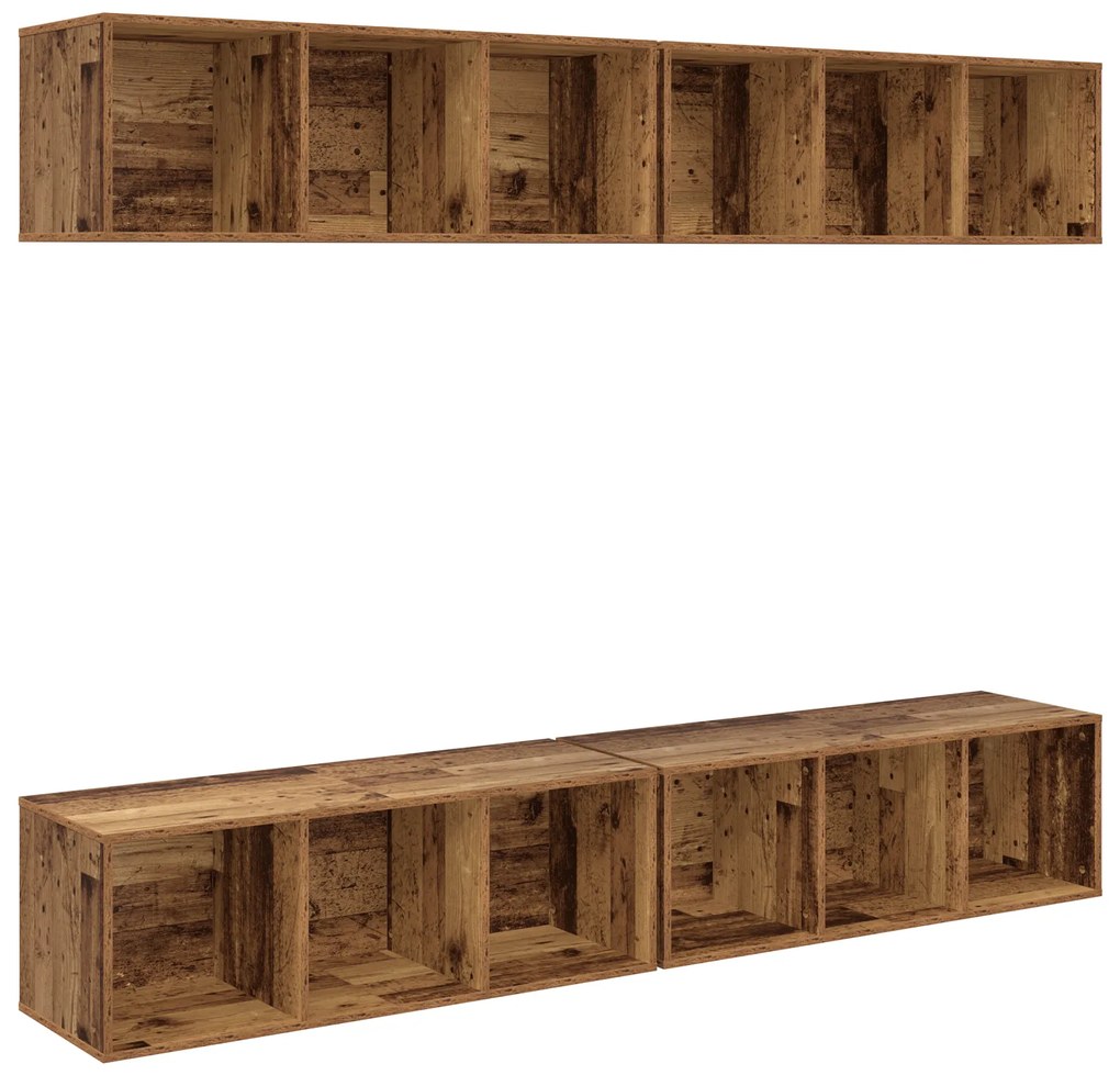 vidaXL Τηλεοπτική Κάβα Τοίχου 4 pcs Παλιό ξύλο 37 x 37 x 107.5 εκ