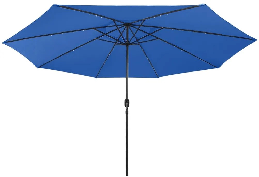 vidaXL Ομπρέλα Κήπου με LED Μπλε Αζούρ 400 εκ.