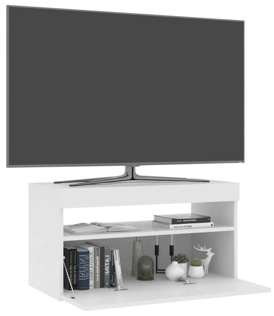 Έπιπλο Τηλεόρασης με LED Γυαλιστερό Λευκό 75 x 35 x 40 εκ. - Λευκό