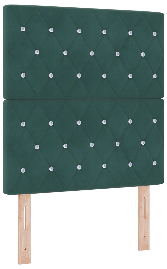 vidaXL Κρεβάτι Box Spring με Στρώμα & LED Σκούρο Πράσινο 80x200 εκ Βελούδο