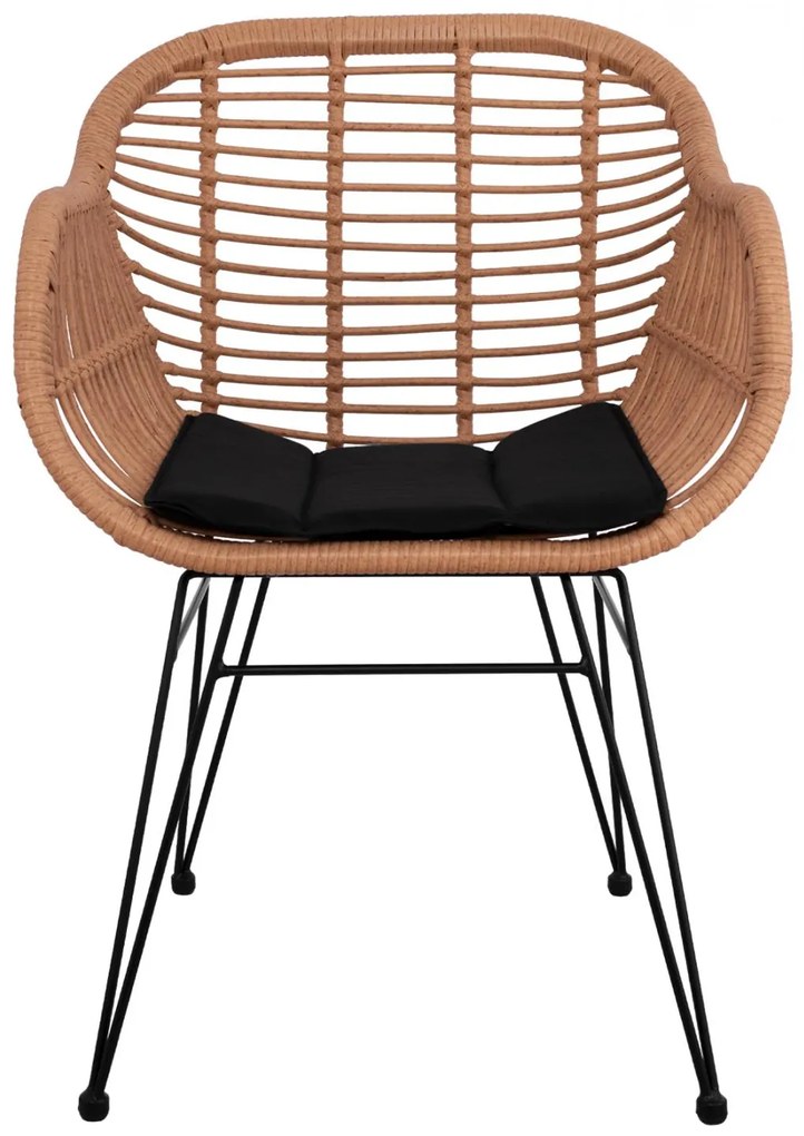 Καρέκλα - Πολυθρόνα ALLEGRA C5450 Μεταλλική με Wicker Μπέζ και Μαξιλάρι 57,5x59x81Υ εκ. 57.5x59x81 εκ.
