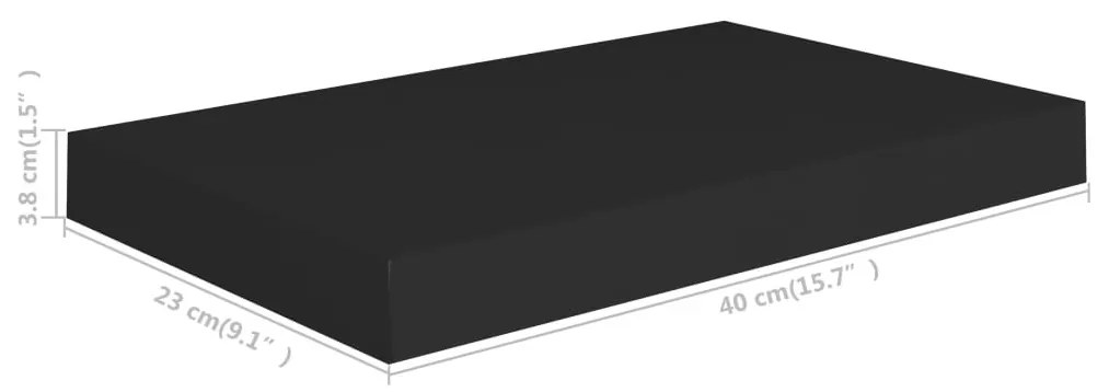 Ράφια Τοίχου 2 τεμ. Μαύρα 40x23x3,8 εκ. MDF - Μαύρο