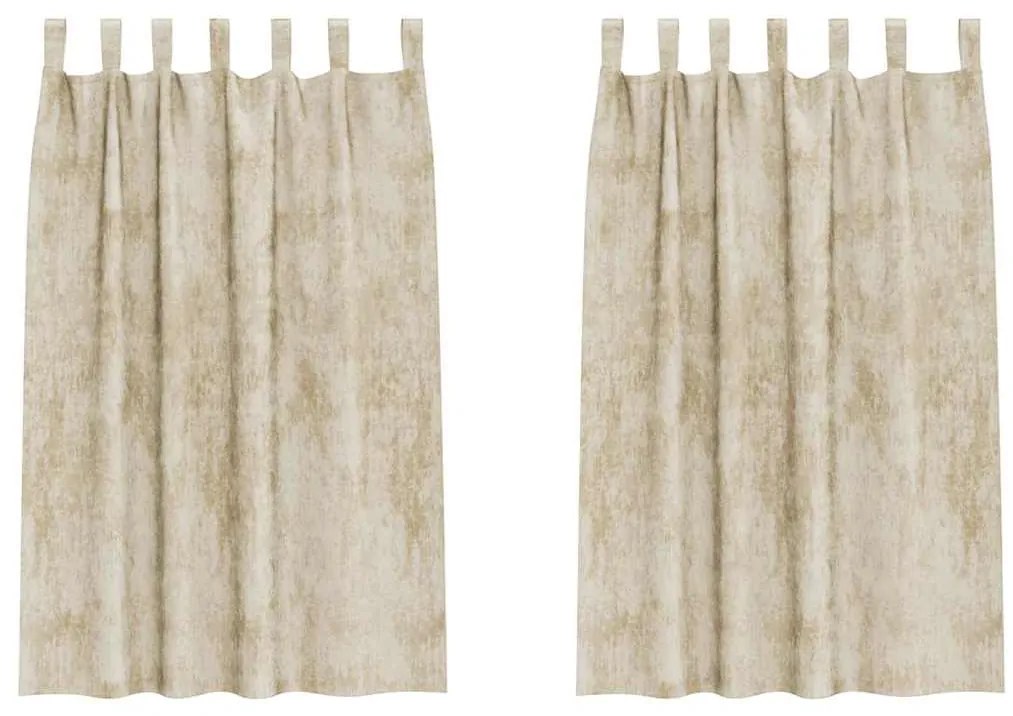 vidaXL Κουρτίνα με κουρτίνες 2 pcs Κρεμ 175 x 140 εκ. Βελούδο