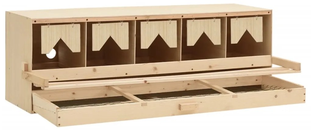 vidaXL Φωλιά για Κότες με 5 Θέσεις 117x33x38 εκ. από Μασίφ Ξύλο Πεύκου