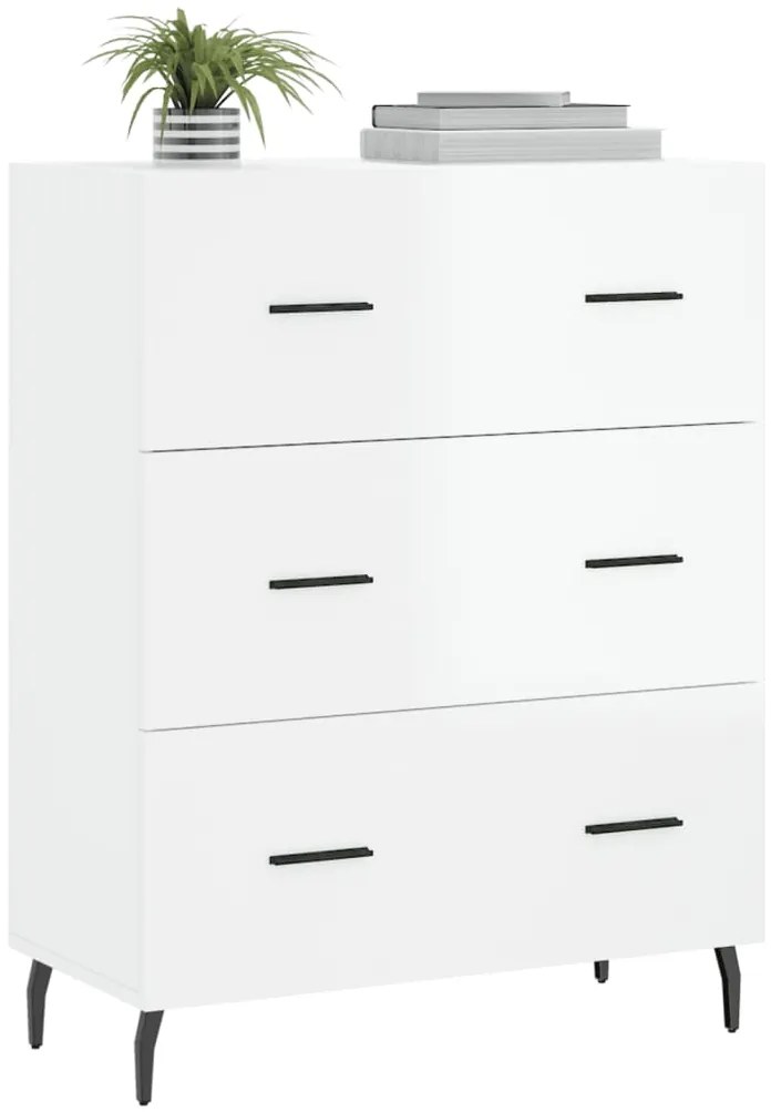vidaXL Ντουλάπι Γυαλιστερό Λευκό 69,5x34x90 εκ. Επεξεργασμένο Ξύλο
