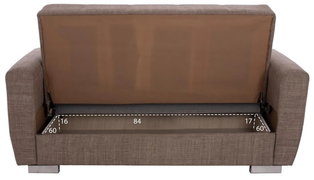 Καναπές - Κρεβάτι Polya 2θέσιος Καφέ 150x84x88 εκ. 150x84x88 εκ.