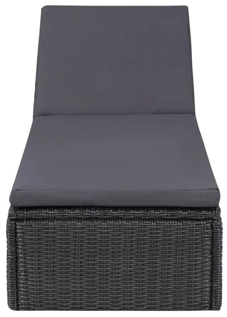 vidaXL Ξαπλώστρα Μαύρο / Σκούρο Γκρι από Συνθετικό Ρατάν