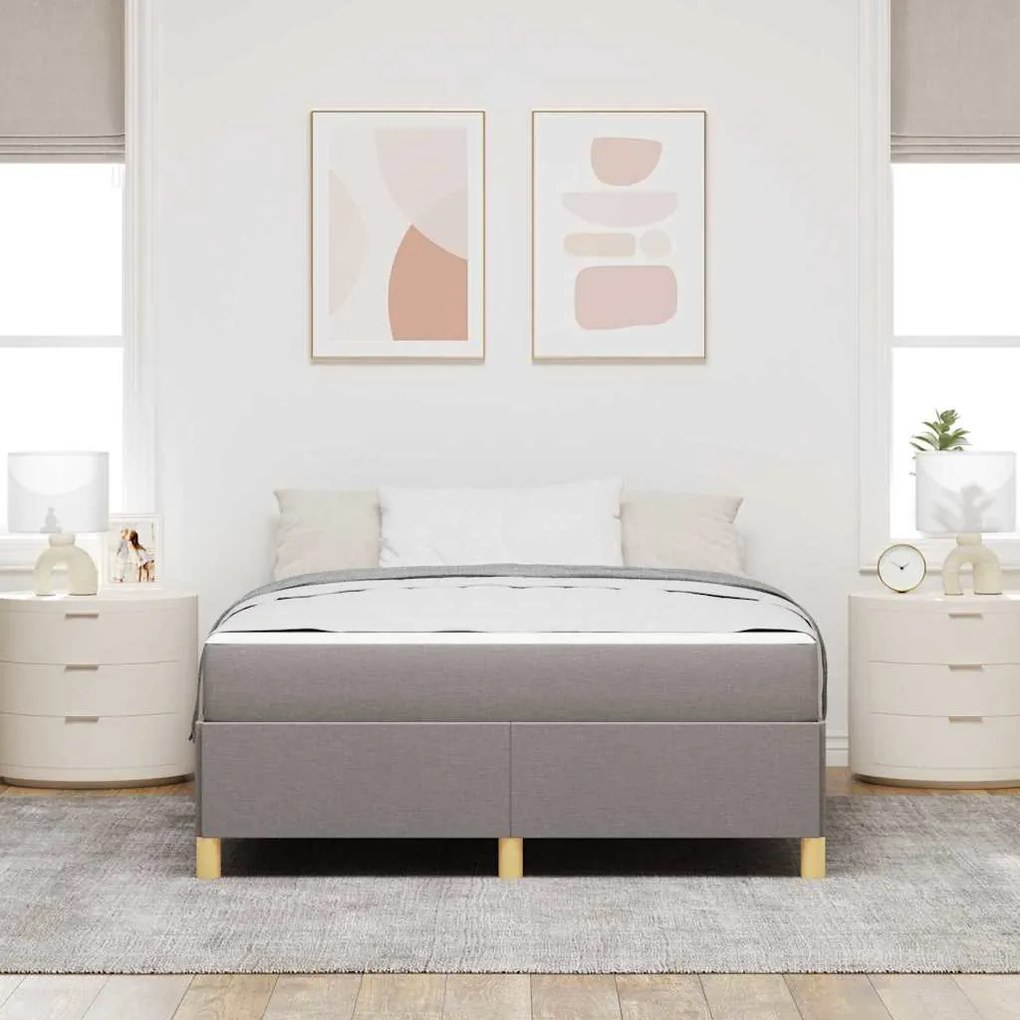 vidaXL Κρεβάτι με ελατήρια Ταμπά και Λευκό 140 x 190 cm ύφασμα