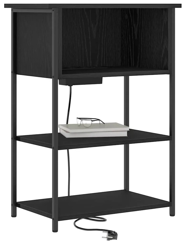 vidaXL Κομοδίνο Μαύρη δρυς 55 x 31 x 76 εκ Επεξεργασμένο ξύλο