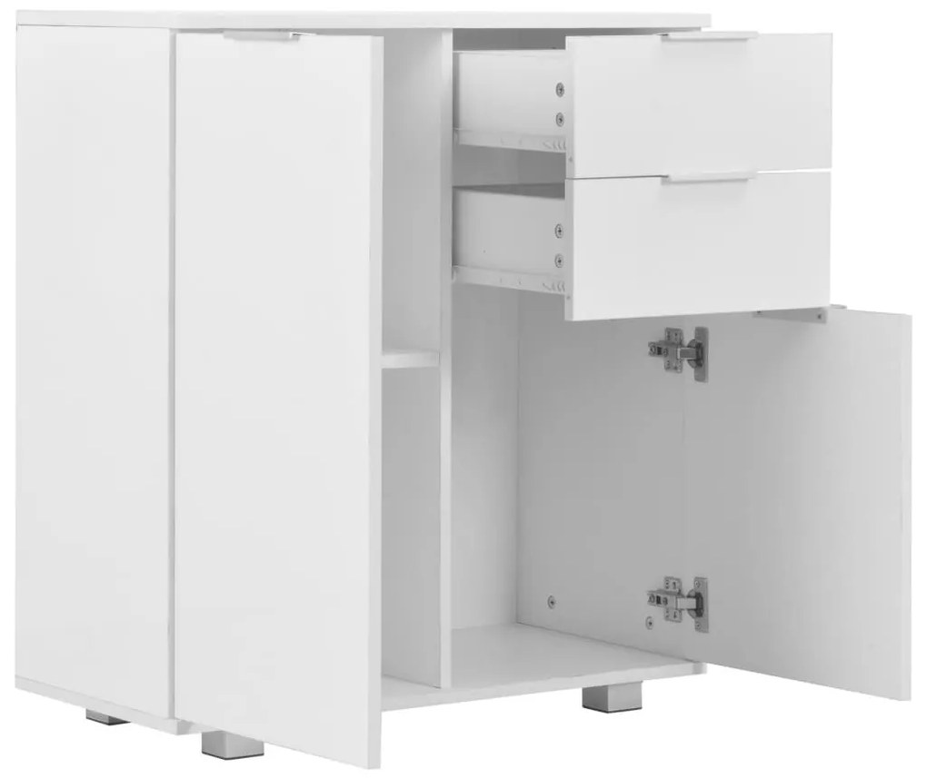 Μπουφές Ψηλός Γυαλιστερός Λευκός 71x35x80εκ. Επεξεργασμένο Ξύλο - Λευκό