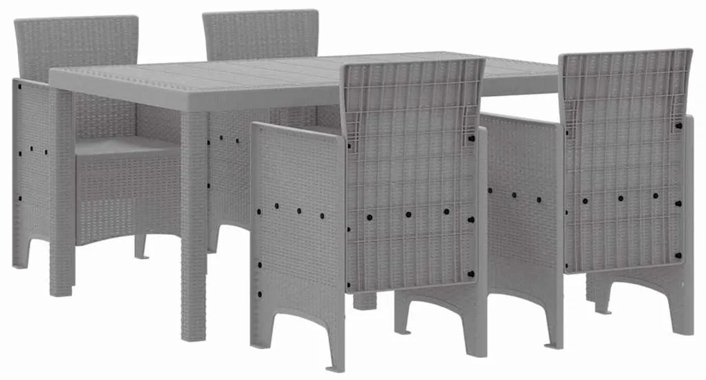 vidaXL Σέτ φαγητού για κήπο 5 pcs Ανοιχτό γκρι Rattan Polt