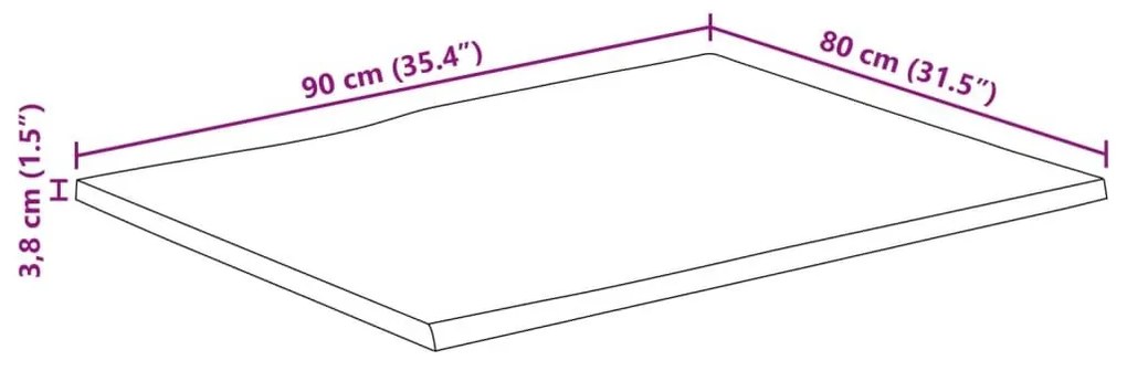 Επιφάνεια Τραπεζιού 90x80x3,8 εκ. Live Edge Μασίφ Ξύλο Μάνγκο - Καφέ