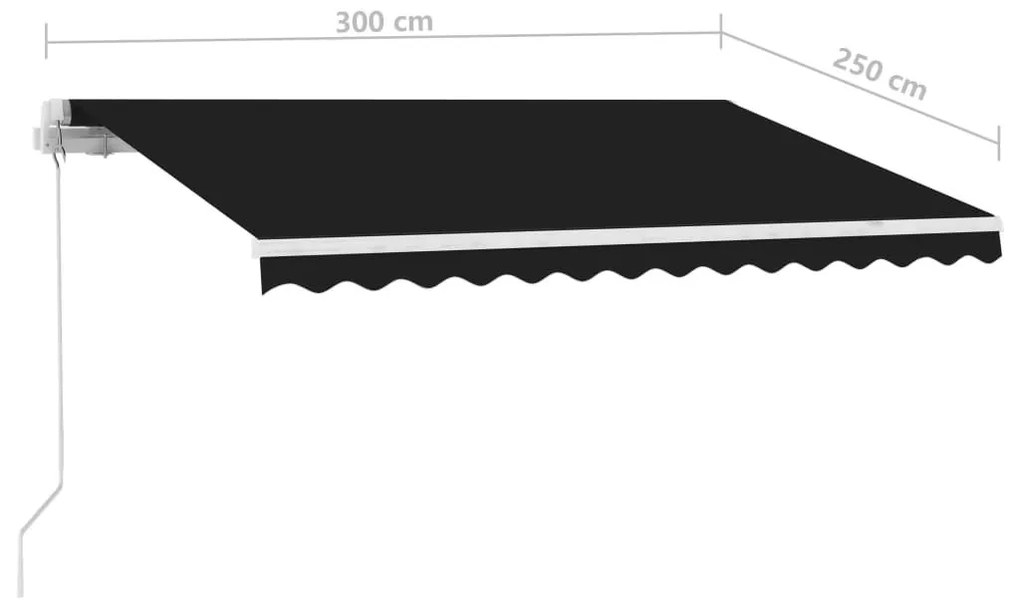 Τέντα Συρόμενη Χειροκίνητη με LED Ανθρακί 300 x 250 εκ. - Ανθρακί